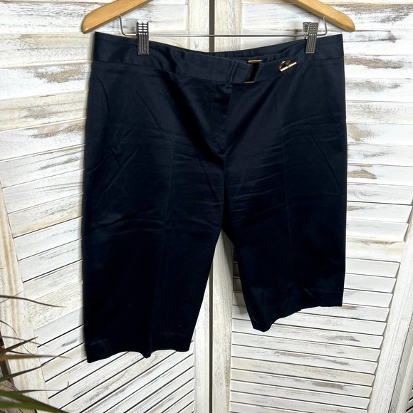 Magaschoni Women's Cotton Trouser Shorts Toggle Closure Navy 10 Nautical Preppy - Picture 3 of 12